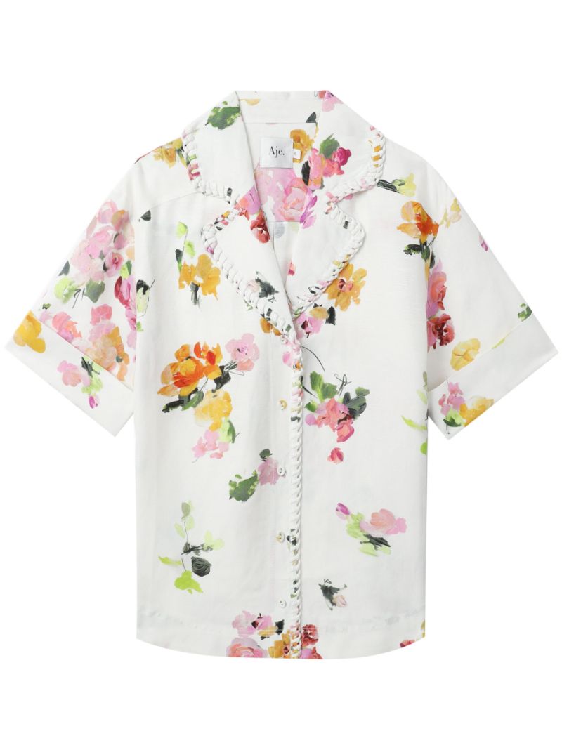 White Constance Floral-print Shirt