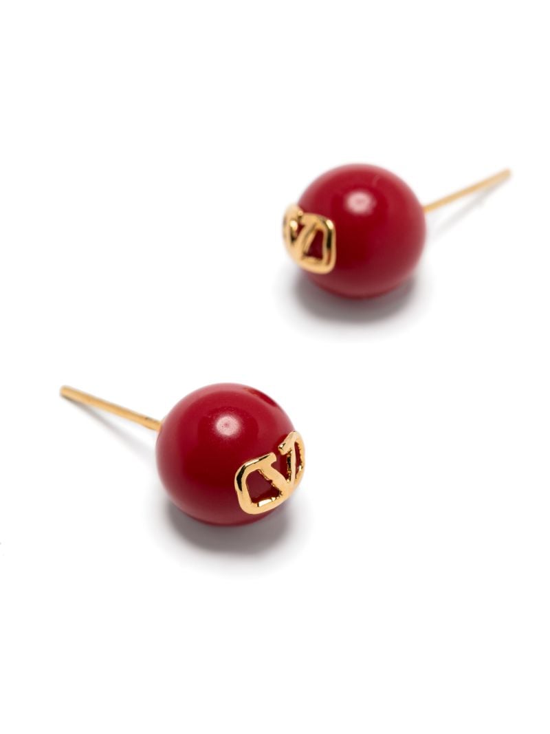 Red Vlogo Stud Earrings