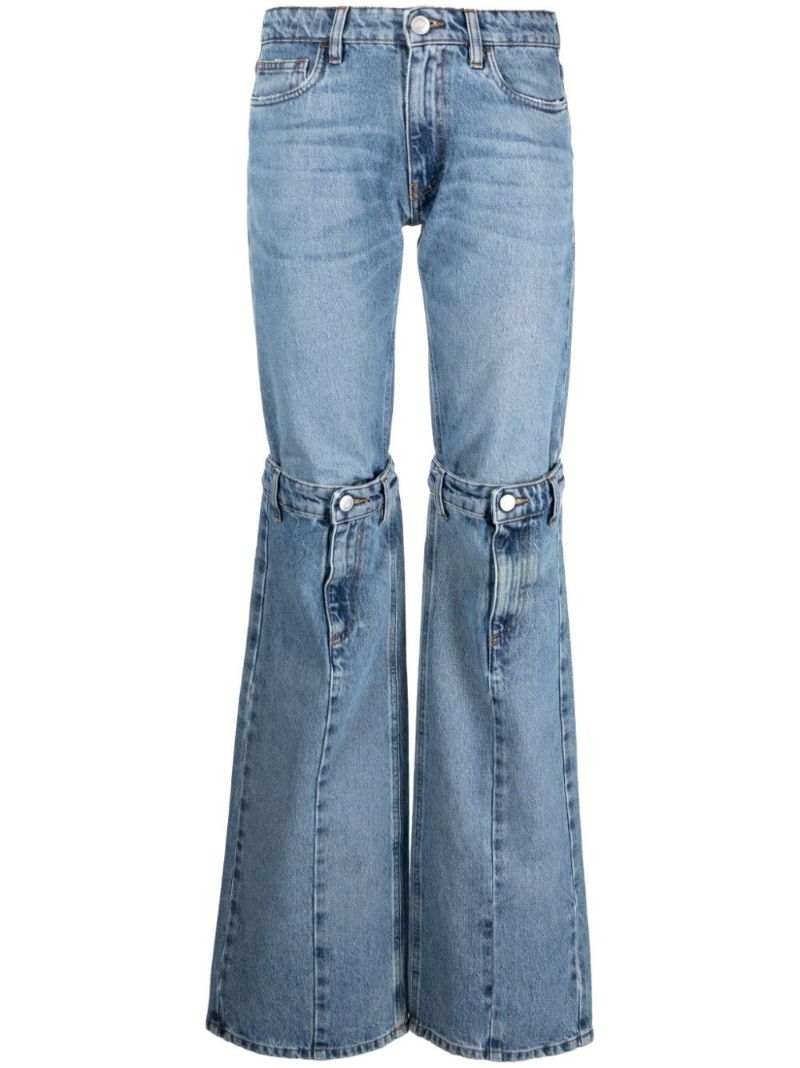 Blue Open Knee Flared Jeans
