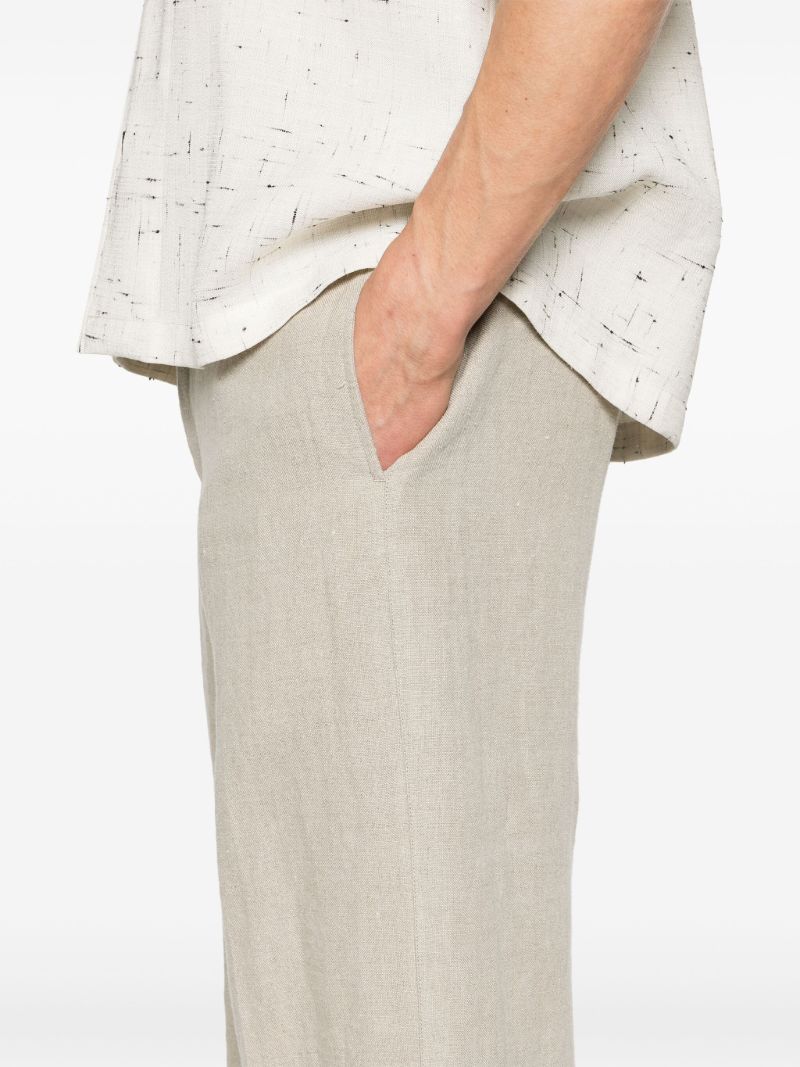 Neutral Straight-leg Linen Trousers