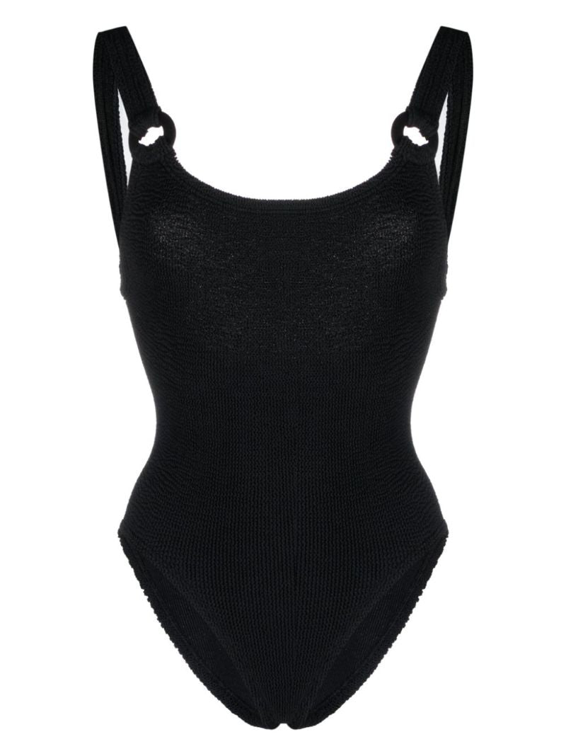 Black Domino Crinkled Swimsuit