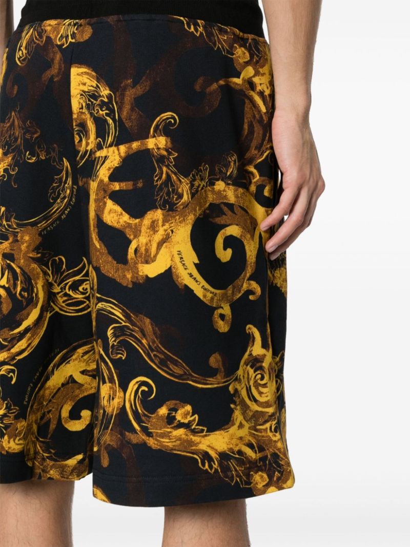 Gold Watercolor Couture Printed Cotton Shorts