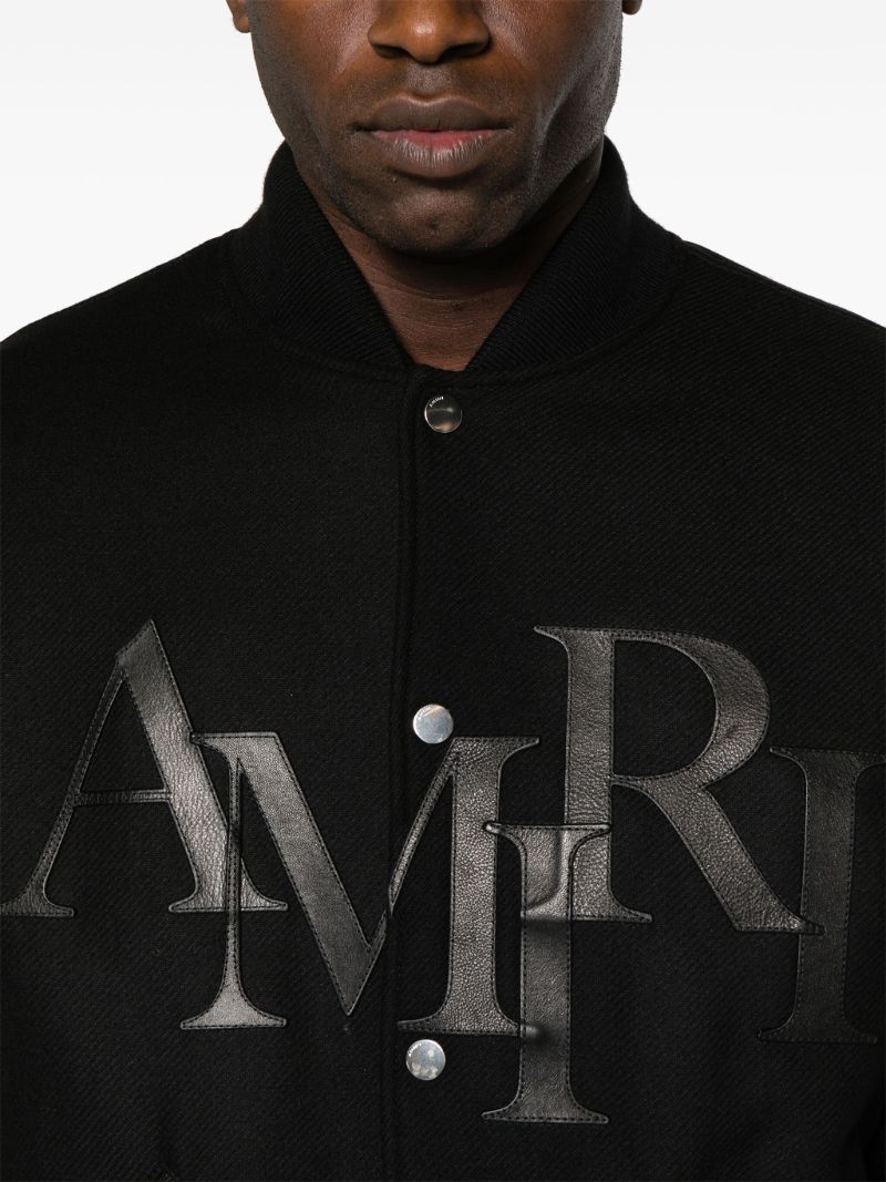 Black Staggered Logo Varsity Jacket