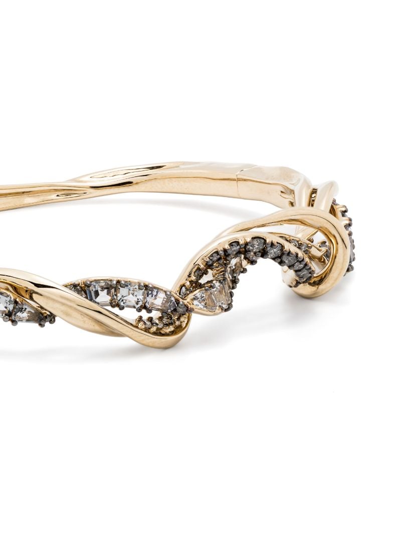 18k Yellow Gold Vapour Diamond and Spinel Bangle