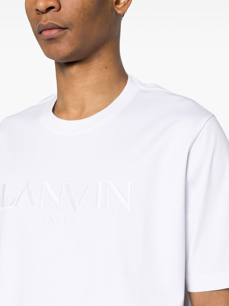 White Logo Embroidered Cotton T-shirt