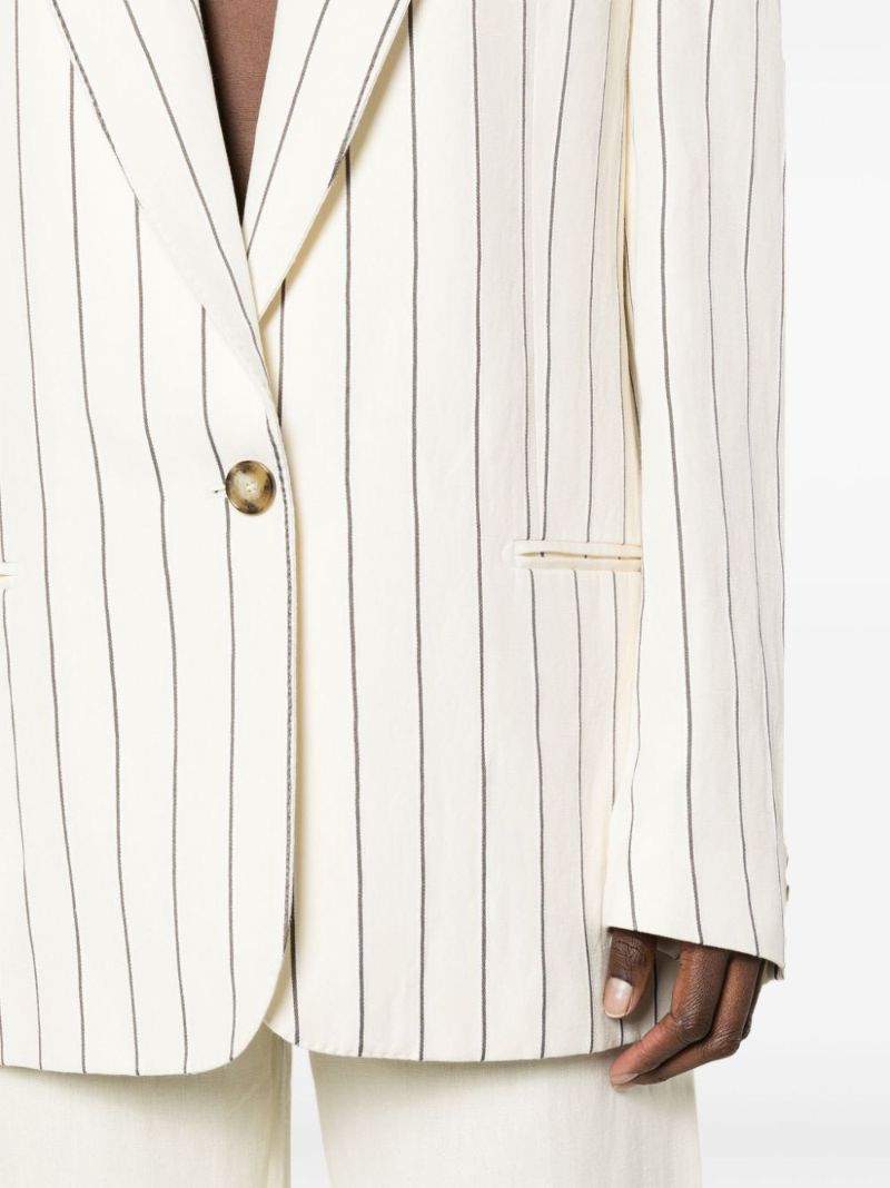 White Striped Single-breasted Blazer