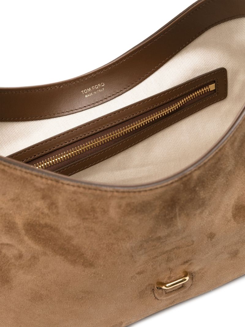 Brown Monarch Suede Shoulder Bag