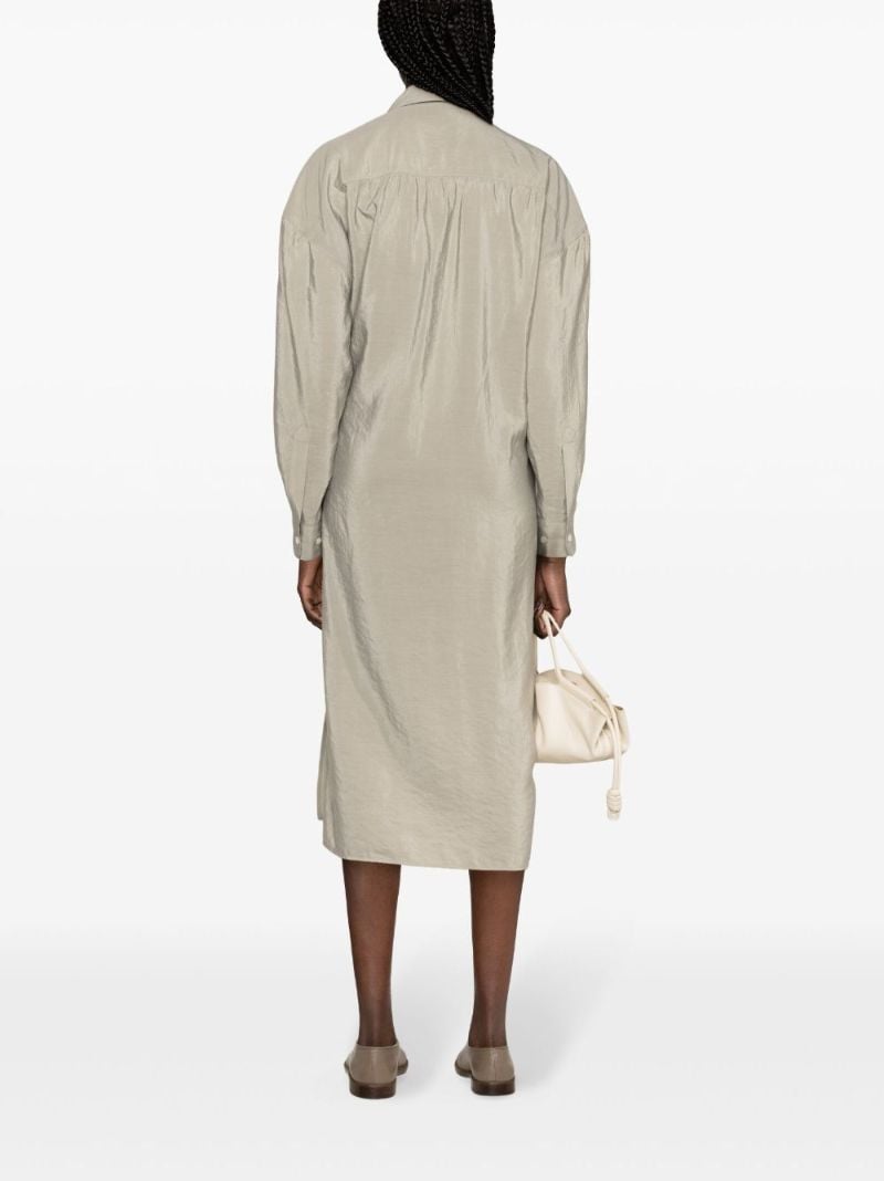 Grey Twisted Silk Shirt Dress