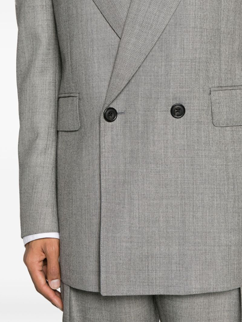 Grey Double-breasted Wool Blazer
