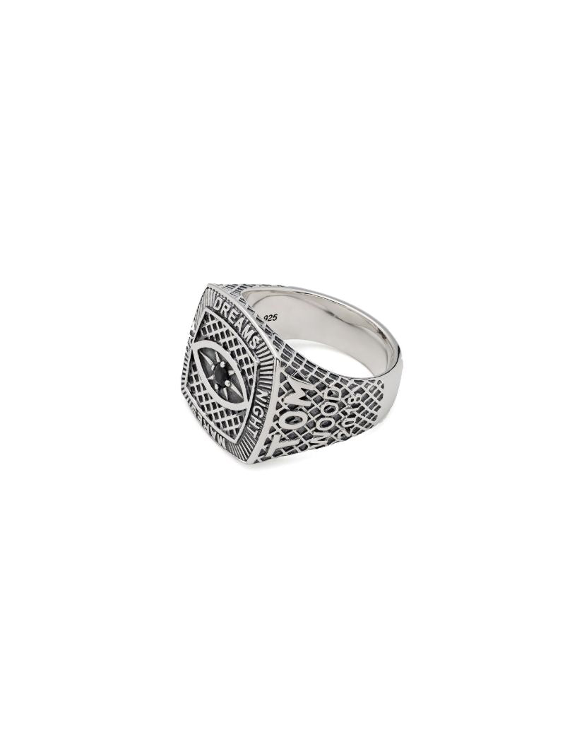 White Rhodium Plated Champion Black Eye Ring