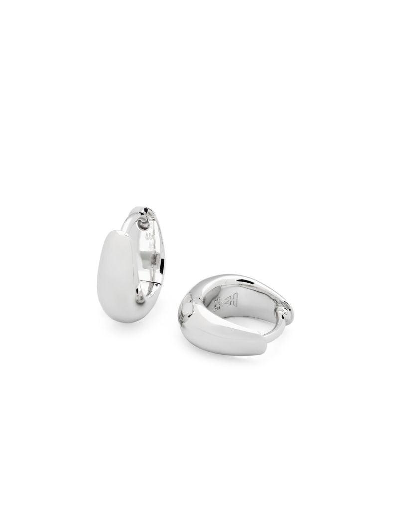 White Rhodium Plated Pebble Hoop Earrings