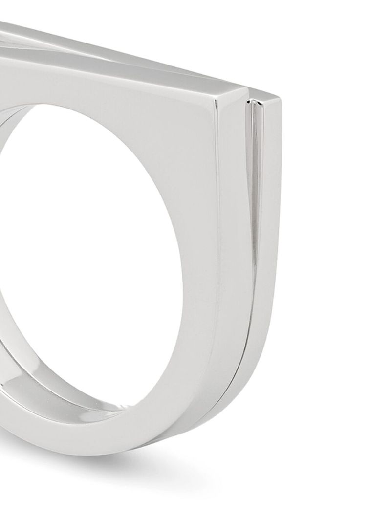 White Rhodium Plated Step Ring