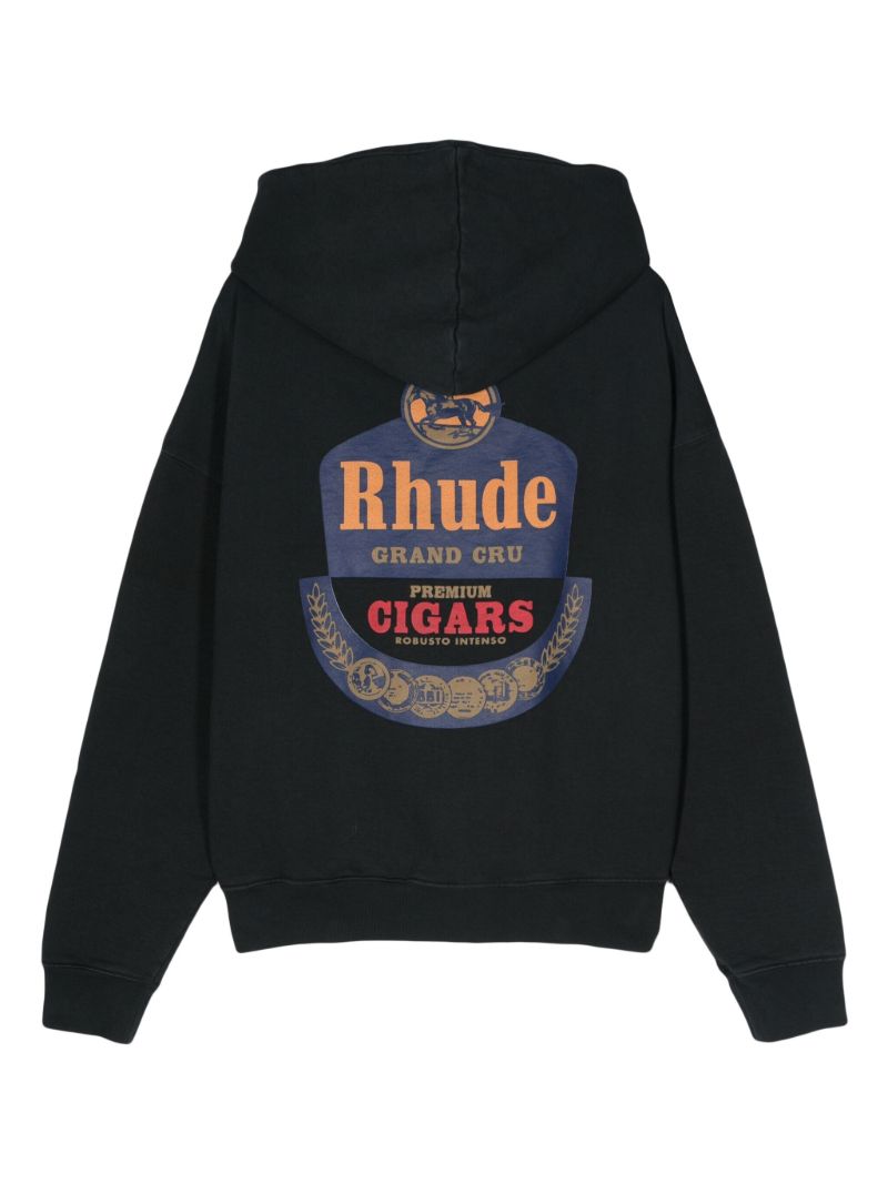 Black Logo Print Cotton Hoodie