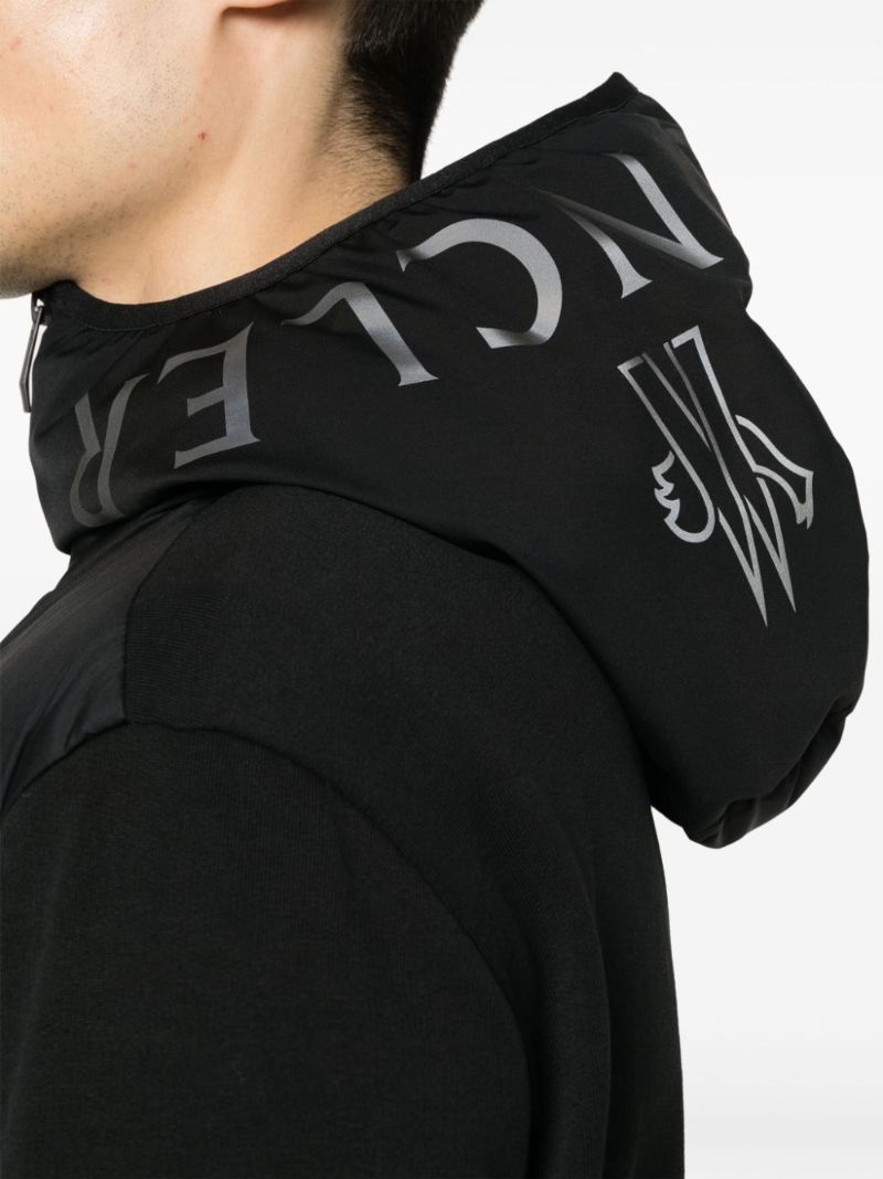 Black Logo-print Hooded Puffer Jacket