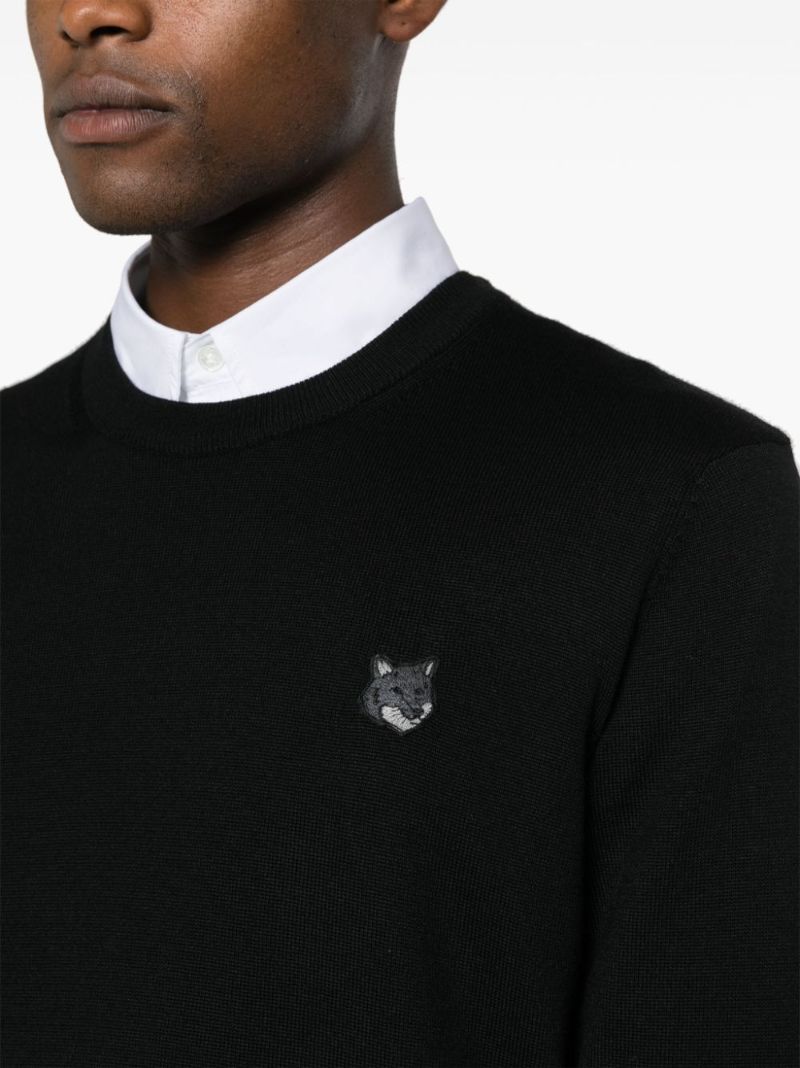 Black Fox Head Wool Sweater