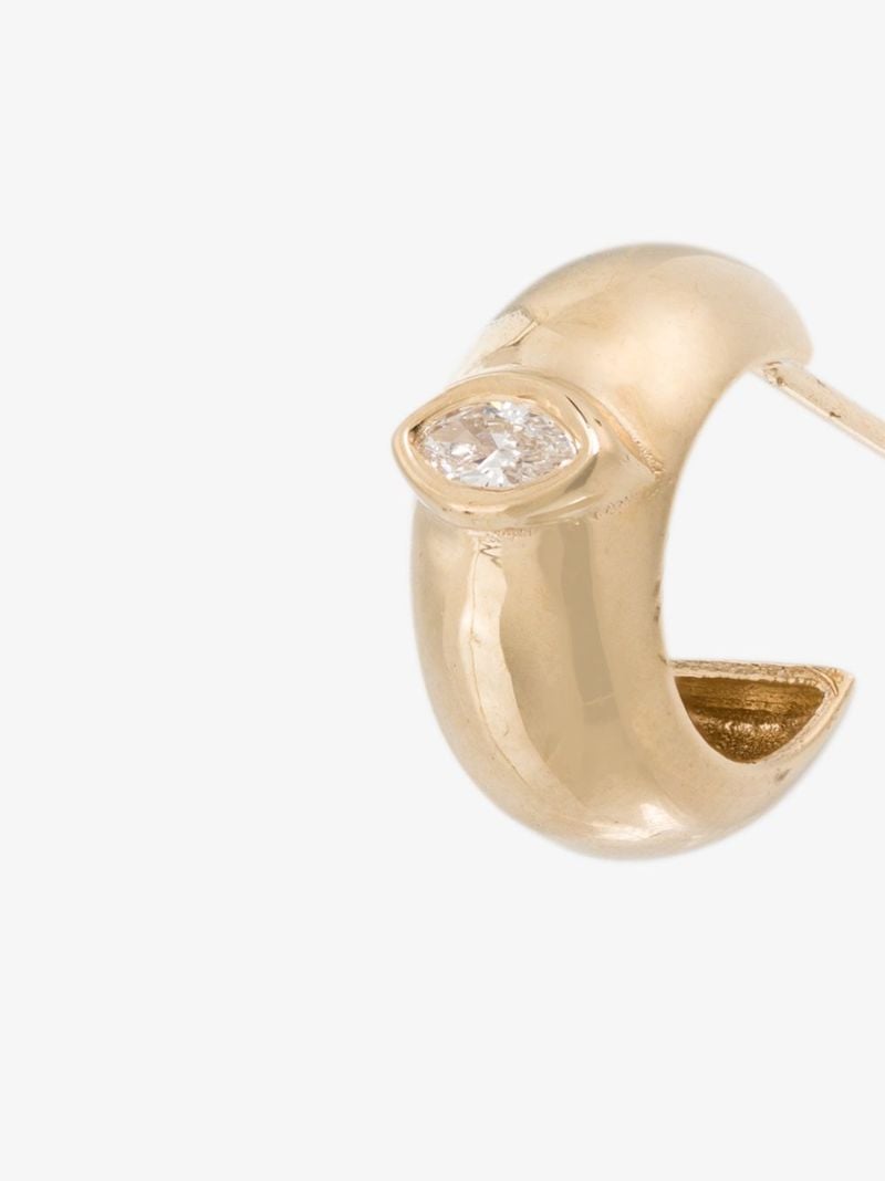 14k Yellow Gold Diamond Huggie Hoop Earrings