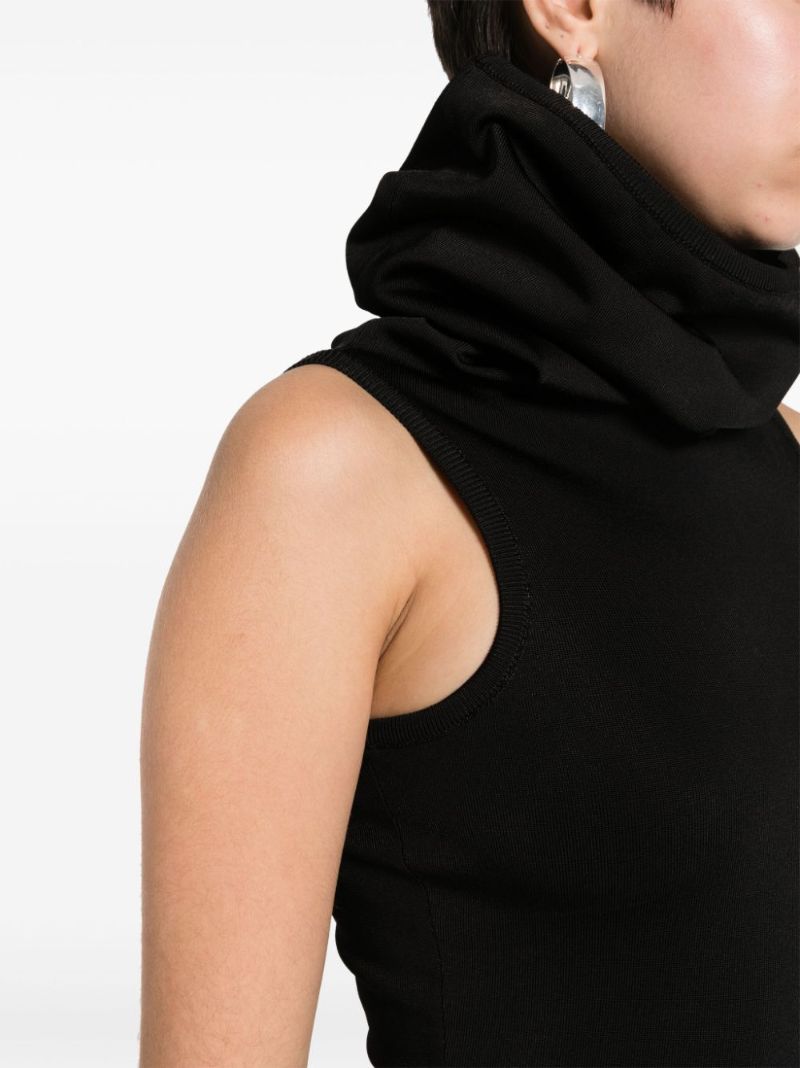 Black Hooded Sleeveless Bodysuit