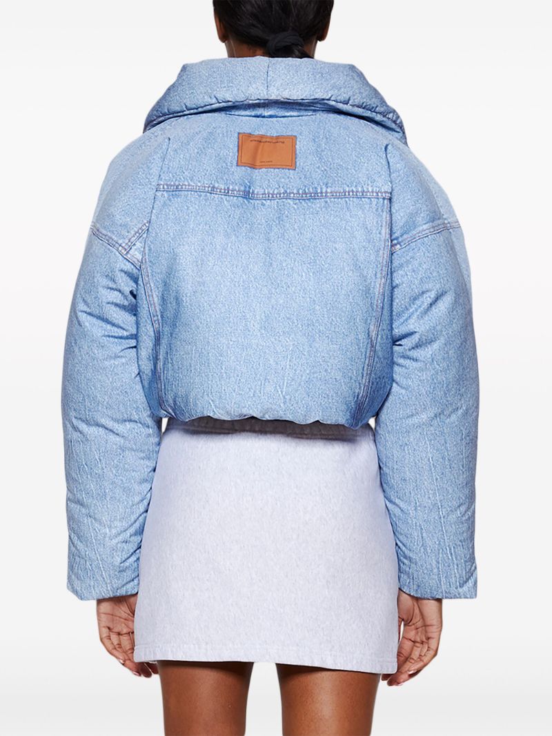Blue Trompe L'oeil Print Puffer Jacket