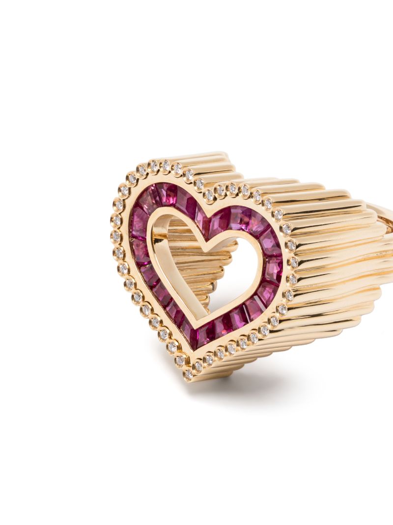 18k Yellow Gold Love Ruby and Diamond Ring