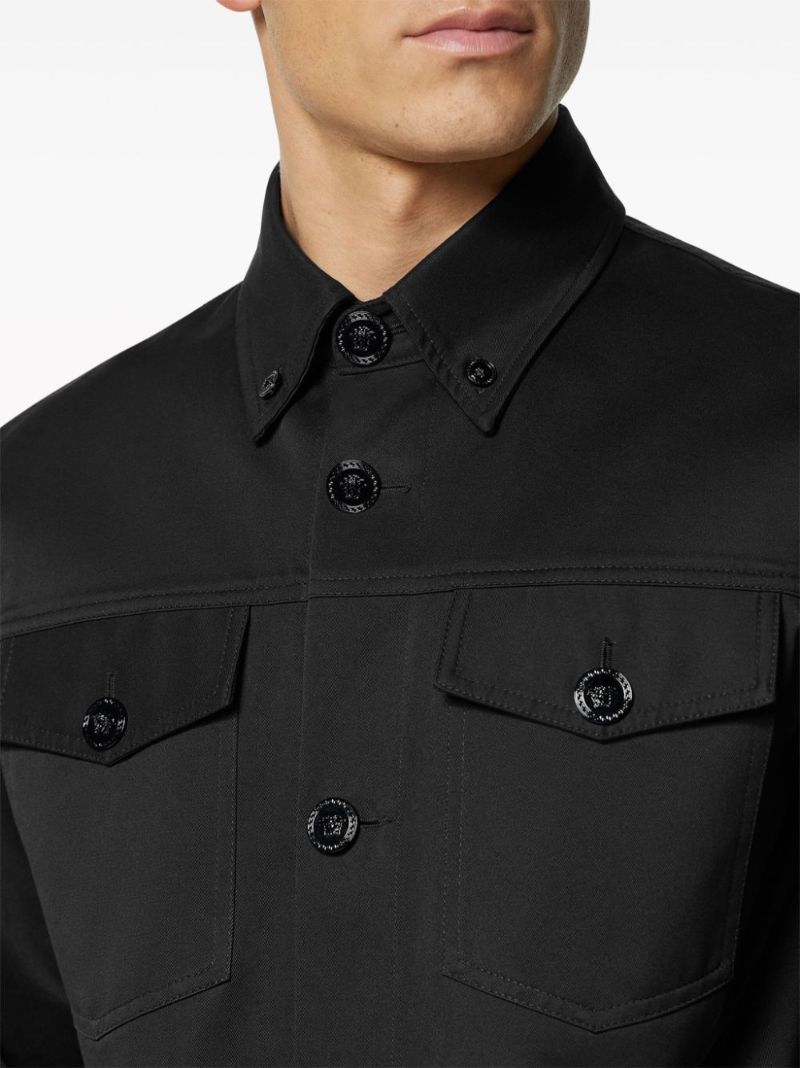 Black Cotton Shirt Jacket