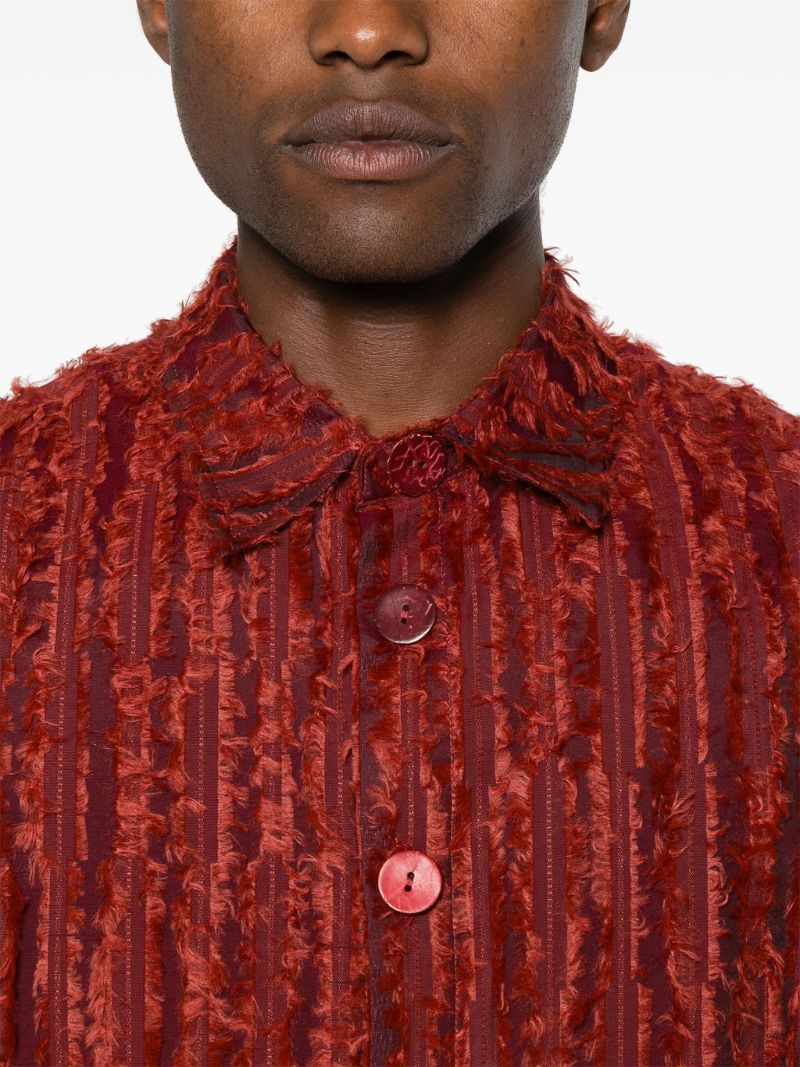 Red Fringed Velvet Long-sleeve Shirt