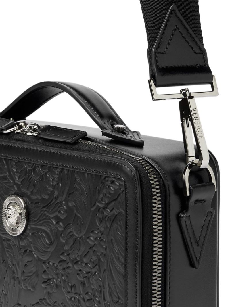 Black Medusa Biggie Barocco Leather Messenger Bag