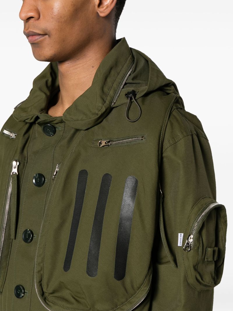 Green Multi-pocket Hooded Jacket