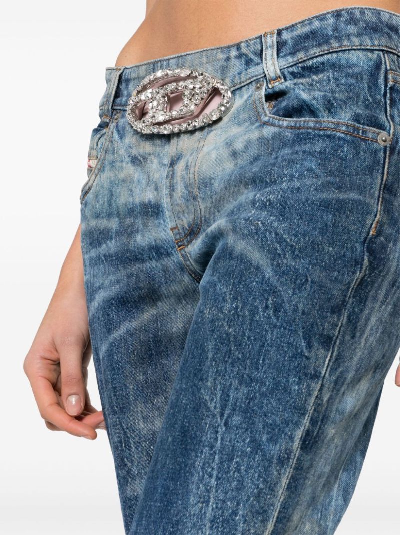 Blue Oval D Buckle Flared Jeans
