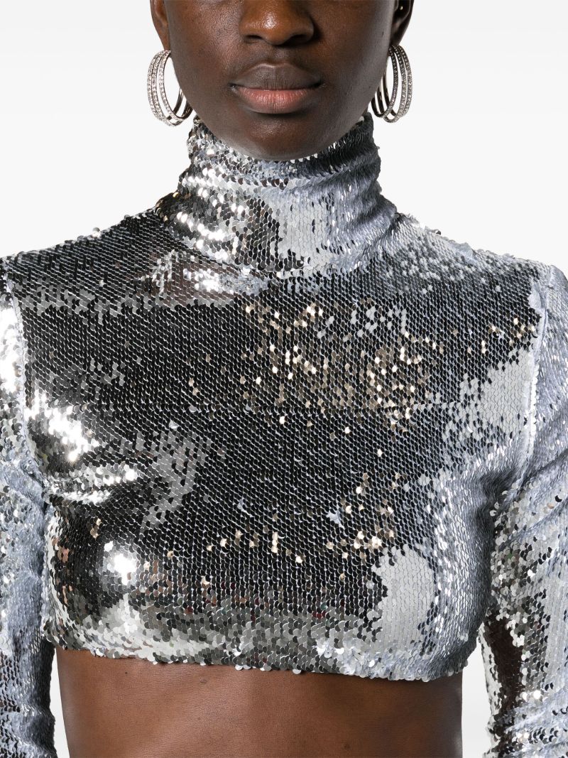 Silver Sequinned Crop Top