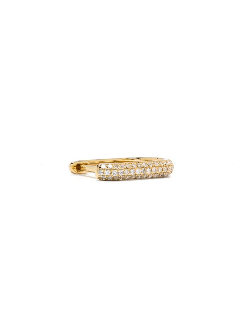 14k Yellow Gold Diamond Oval Hoop Earrings