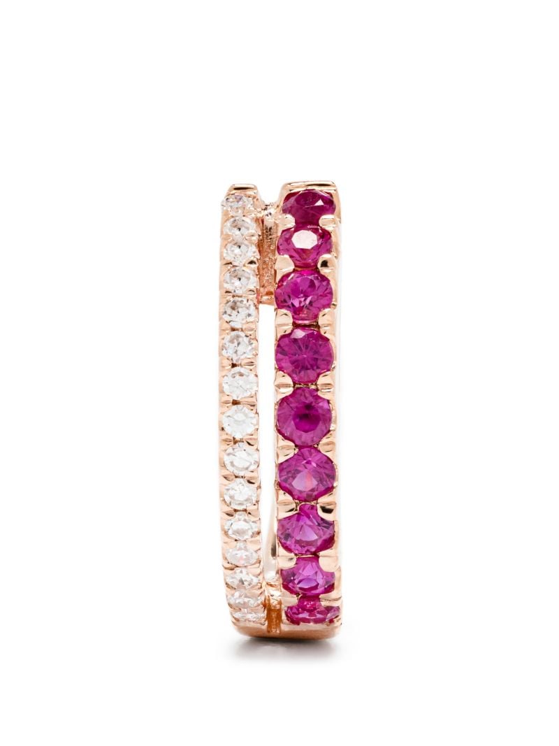 14k Rose Gold Diamond and Sapphire Double Row Hoop Earring