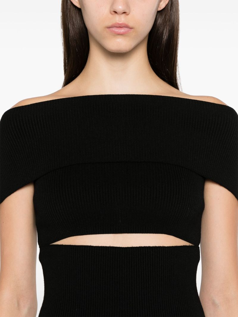 Black Knitted Cut-out Top