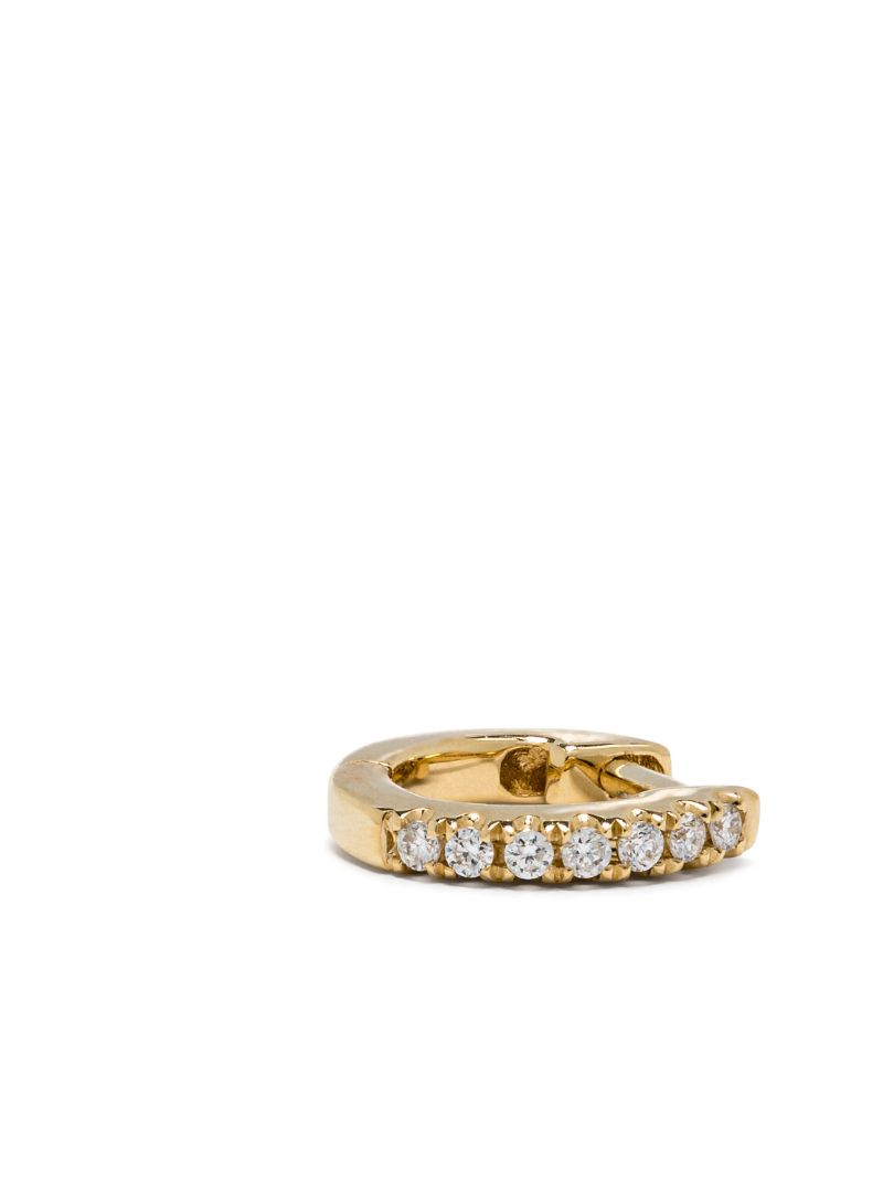 14k Yellow Gold Teeny-weenie Huggie Diamond Hoop Earring