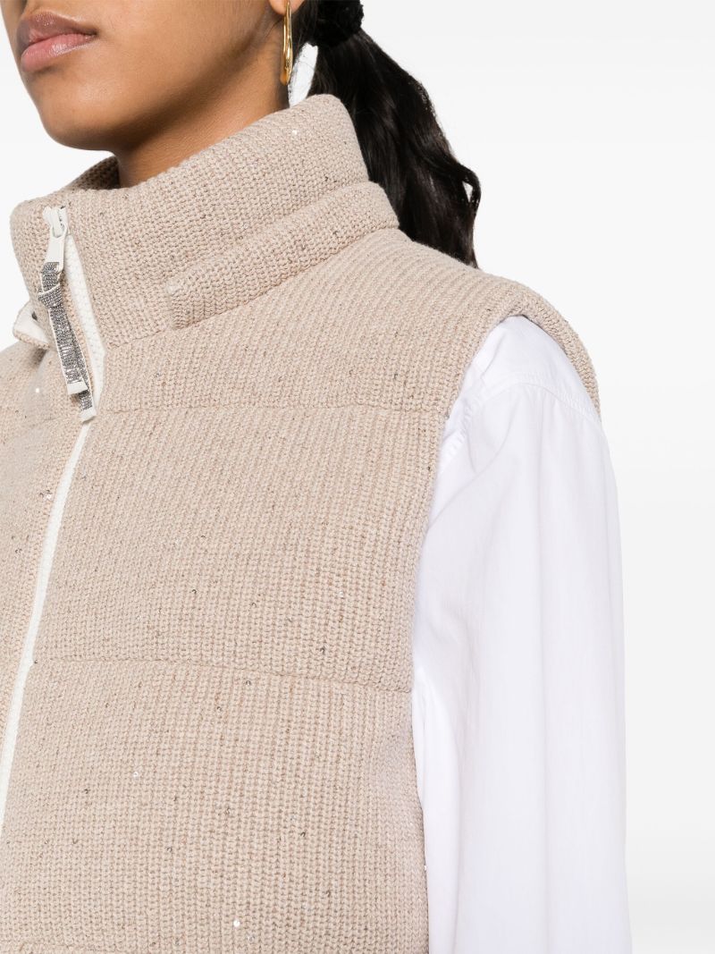 Neutral Sequin Padded Gilet
