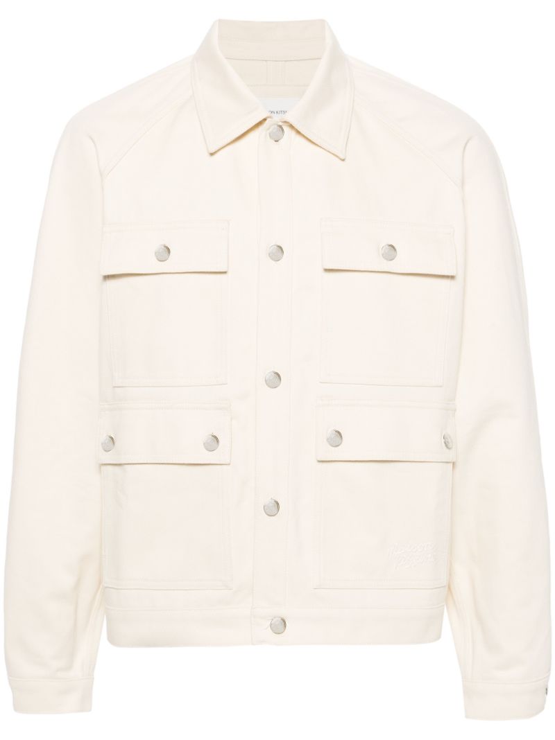 Neutral Logo-embroidered Denim Jacket