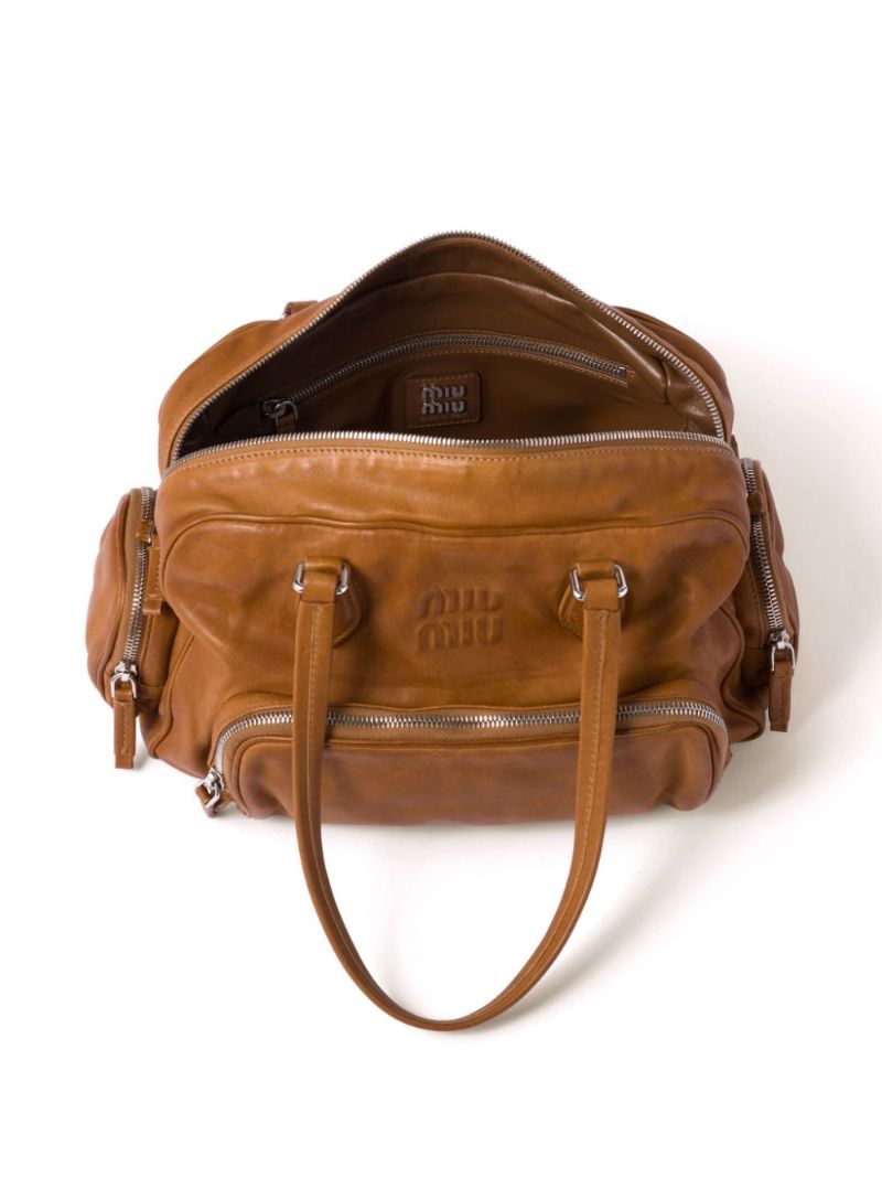 Brown Logo Embossed Tote Bag
