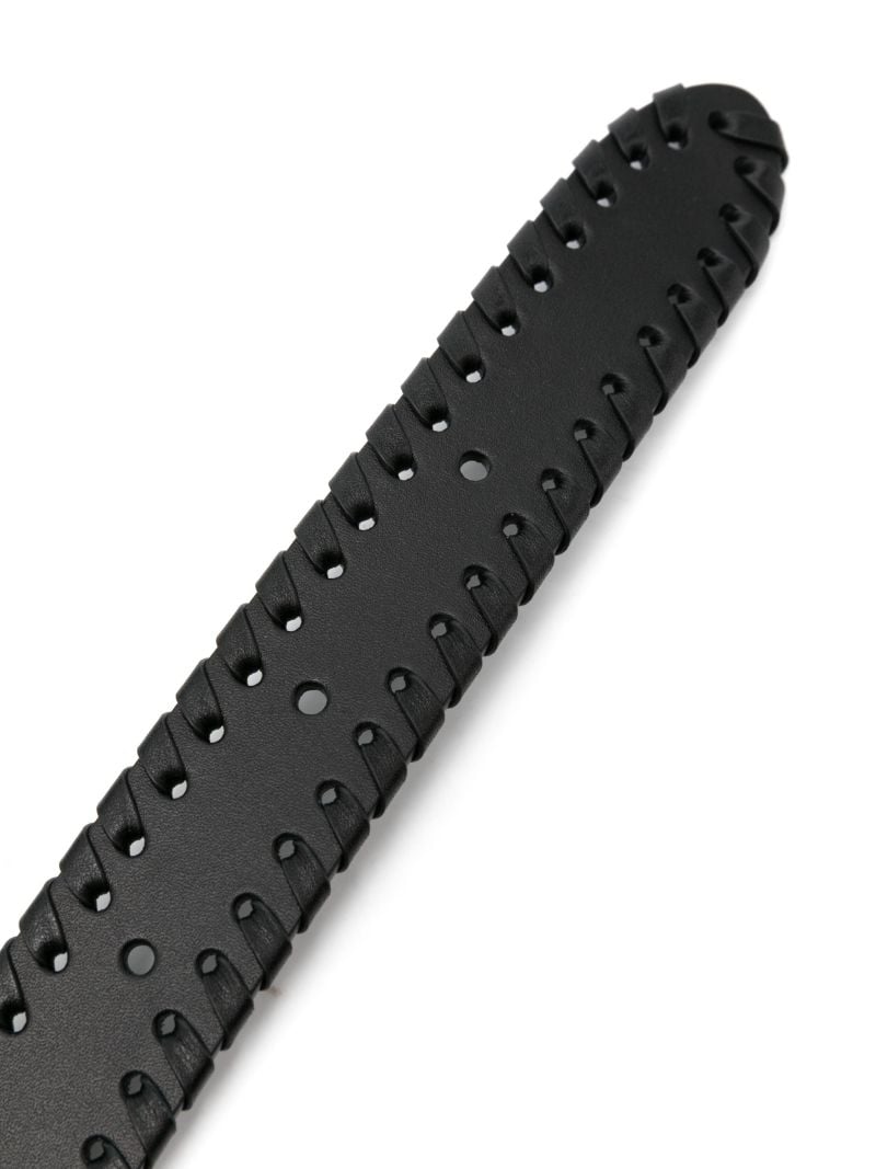 Black Whipstitch Leather Belt