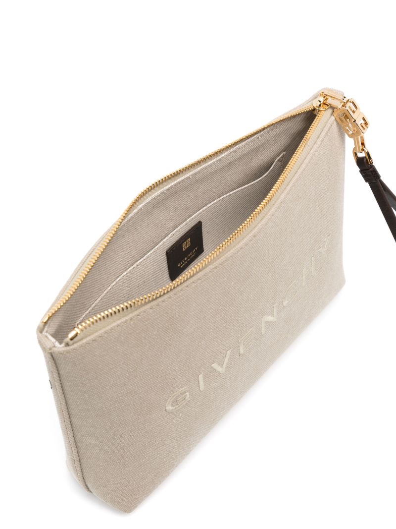 Neutral Logo Embroidered Canvas Purse