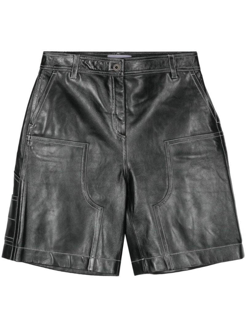 Black Rue Leather Bermuda Shorts