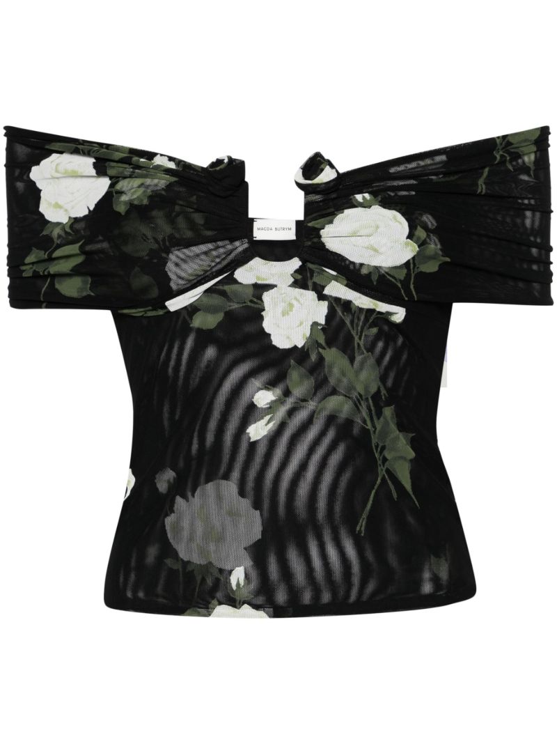 Black Off-shoulder Cropped Blouse