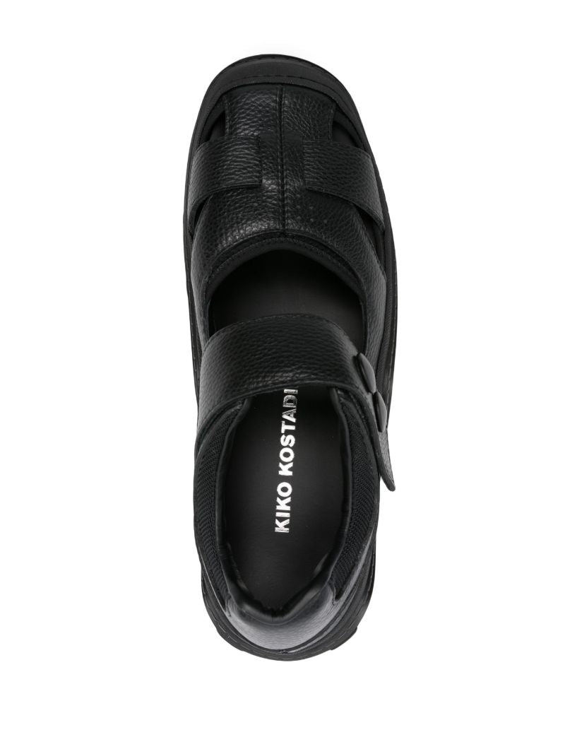 Black Hybrid Leather Sandals
