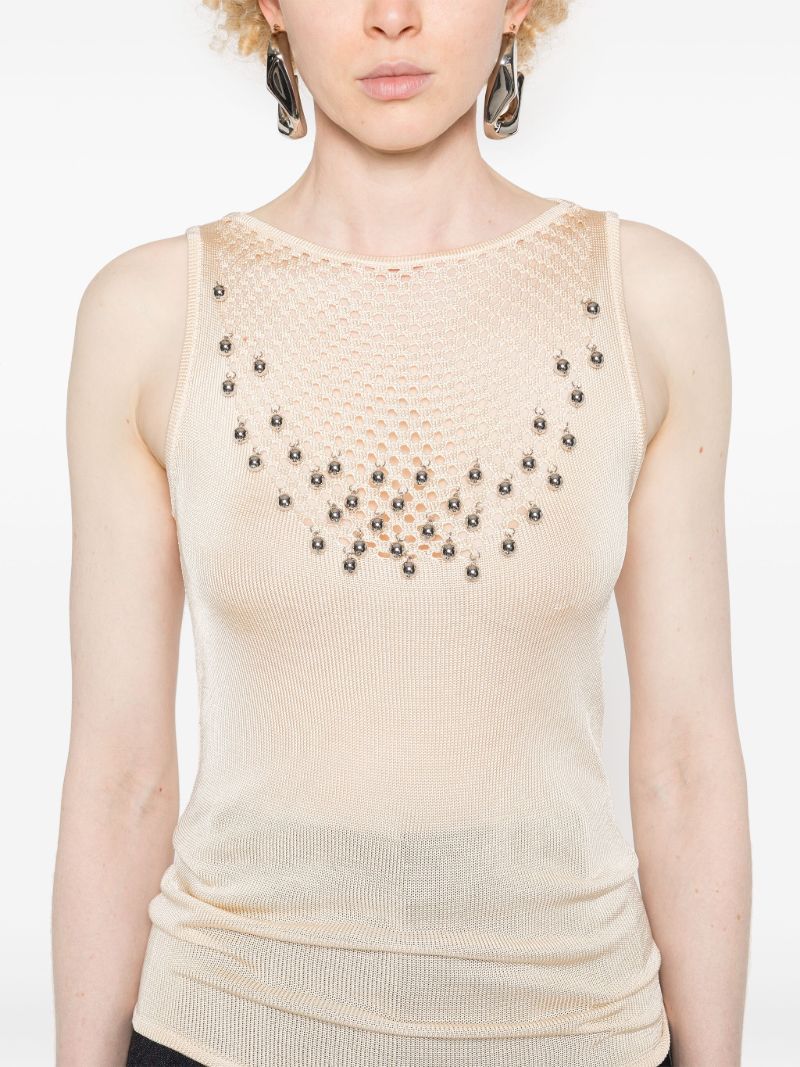 Neutral Bead-embellished Knitted Top
