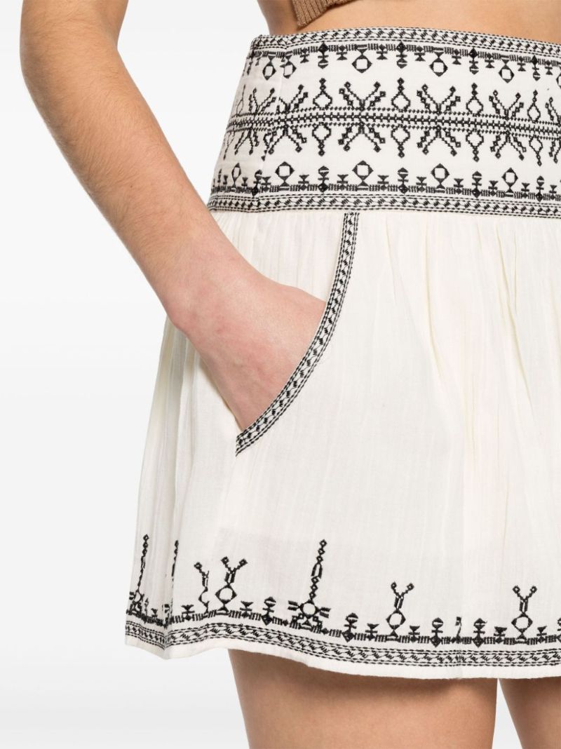 White Picadilia Embroidered Cotton Skirt
