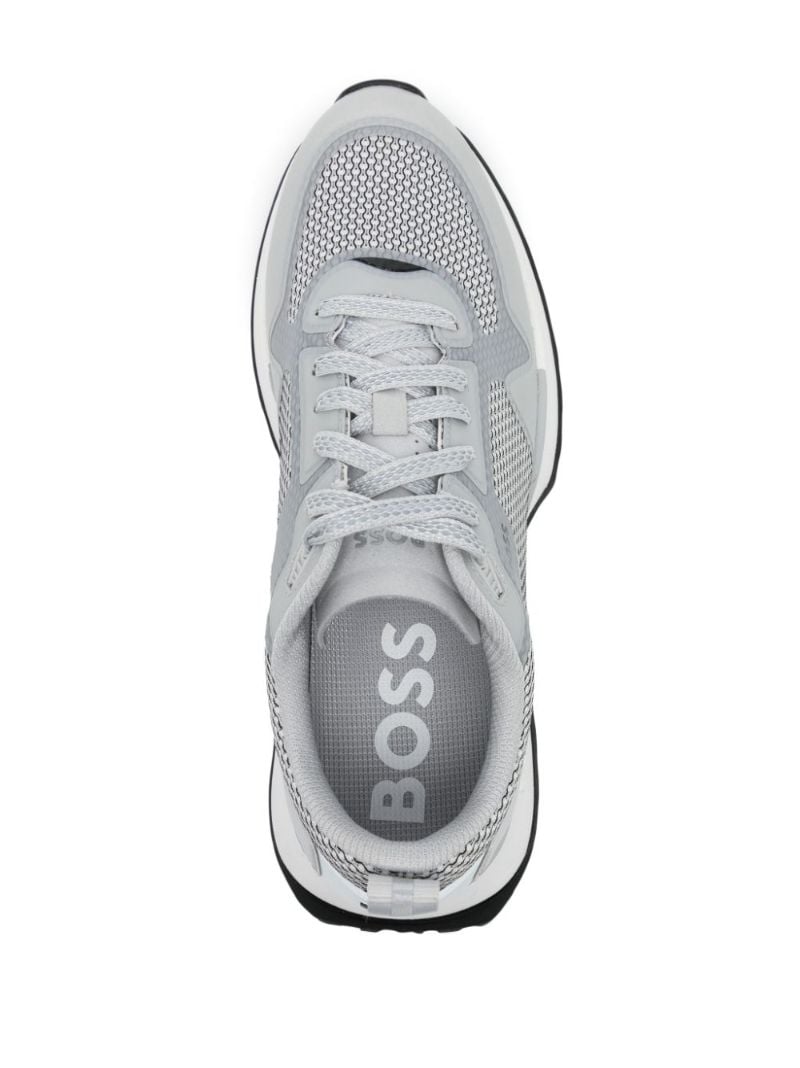 Grey Panelled Mesh Sneakers
