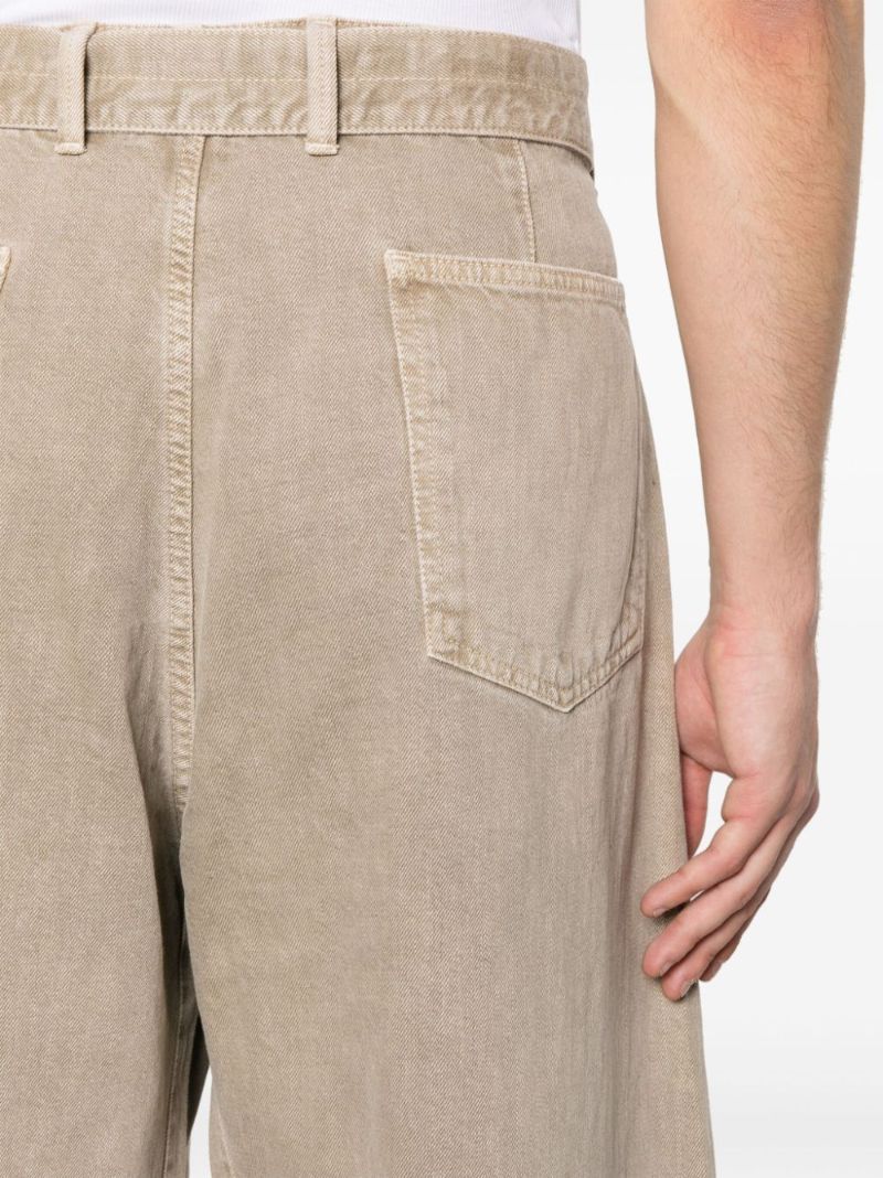 Neutral Belted Denim Shorts