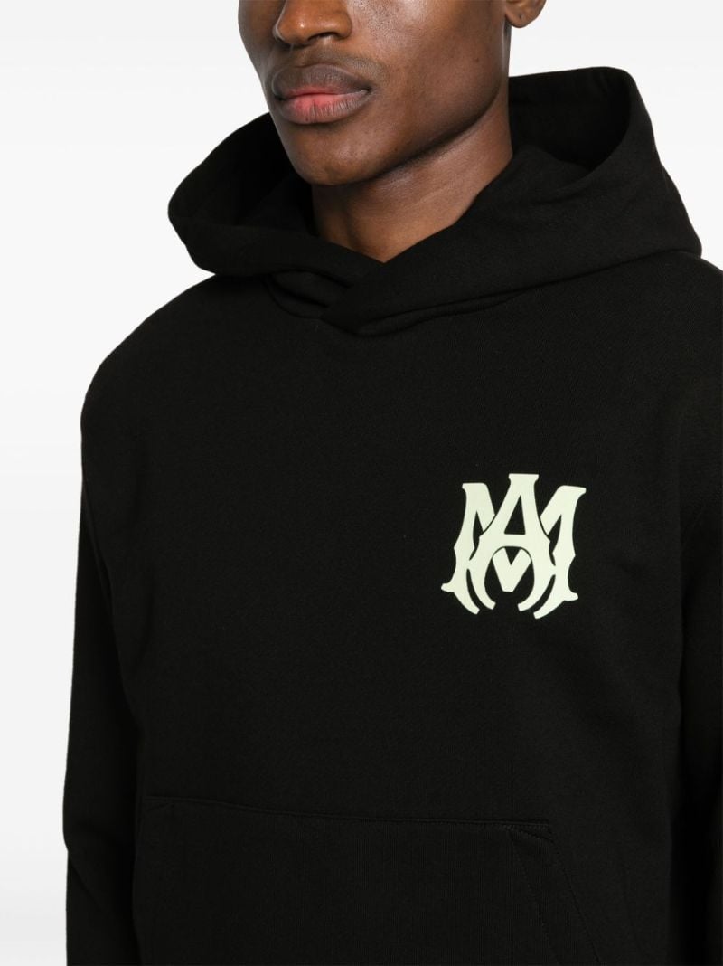 Black Ma-print Cotton Hoodie