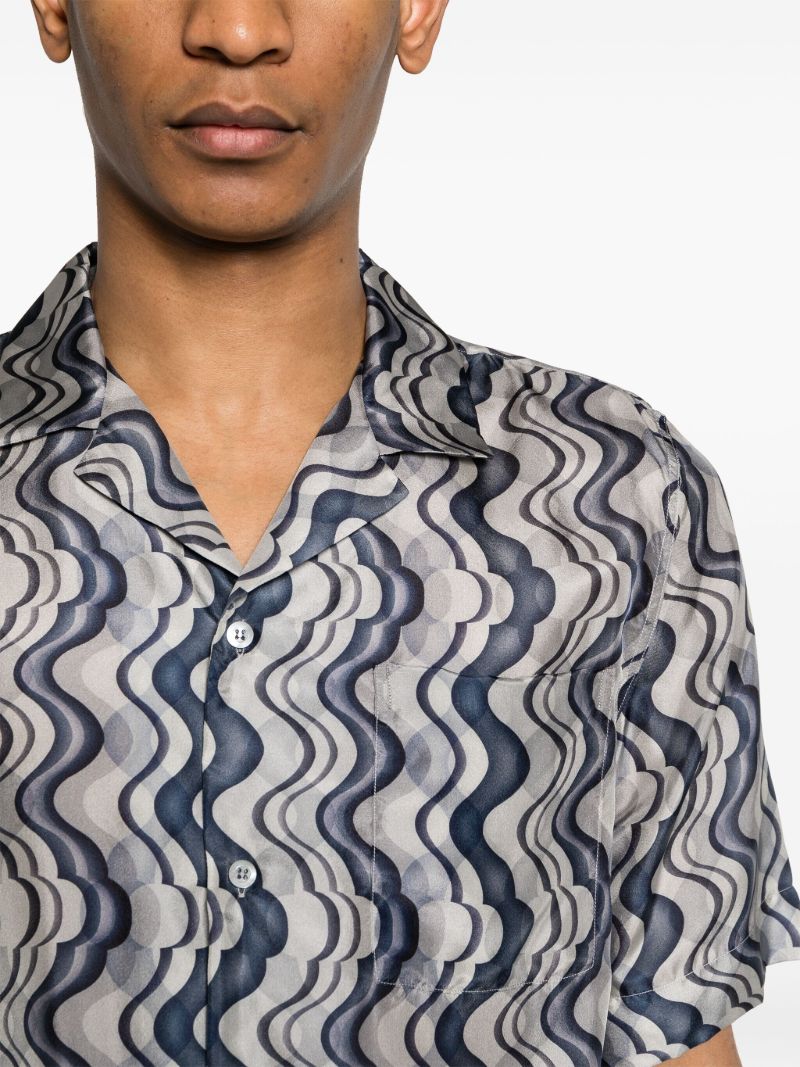 Grey Abstract Print Silk Shirt