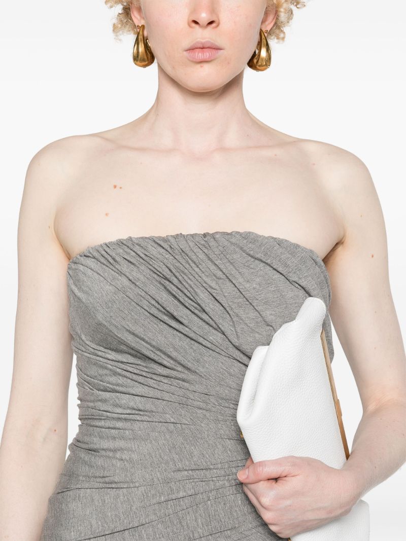 Grey Ruched Jersey Mini Dress