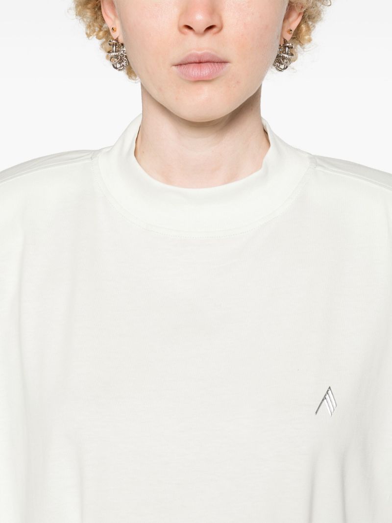 White Logo Embroidered Cotton T-shirt