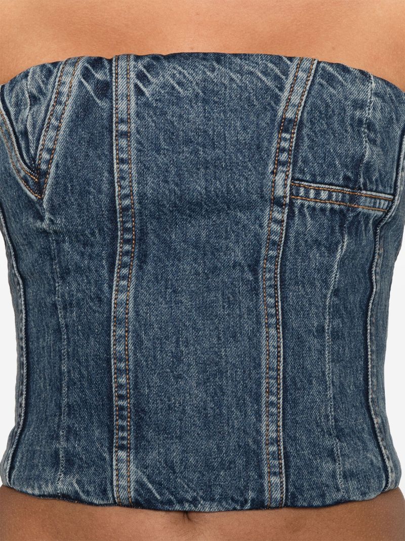 Blue Ma Denim Bustier Top